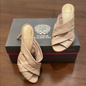 Vince Camuto Women's Cream Heeled Mules